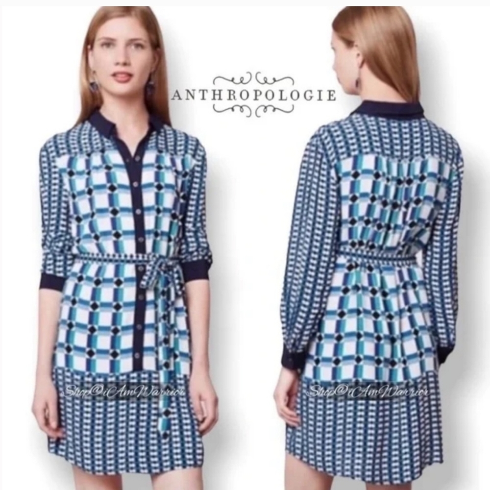 ANTHROPOLOGIE MAEVE PRINTED SHIRT DRESS SZ 4